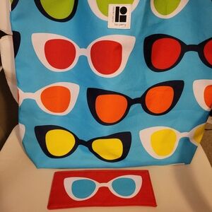 Estée Lauder Lisa Perry Eyeglass Pattern Tote & Eyeglass Case ~ Travel Beach